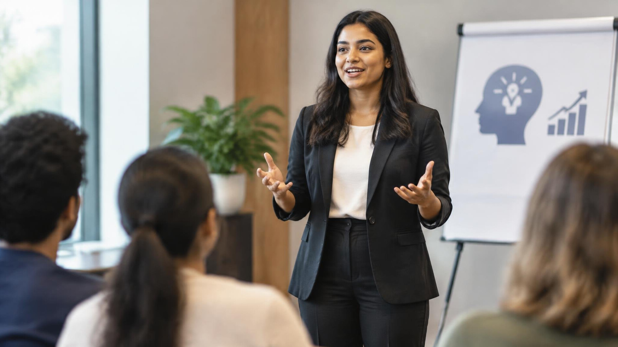 woman practicing speech