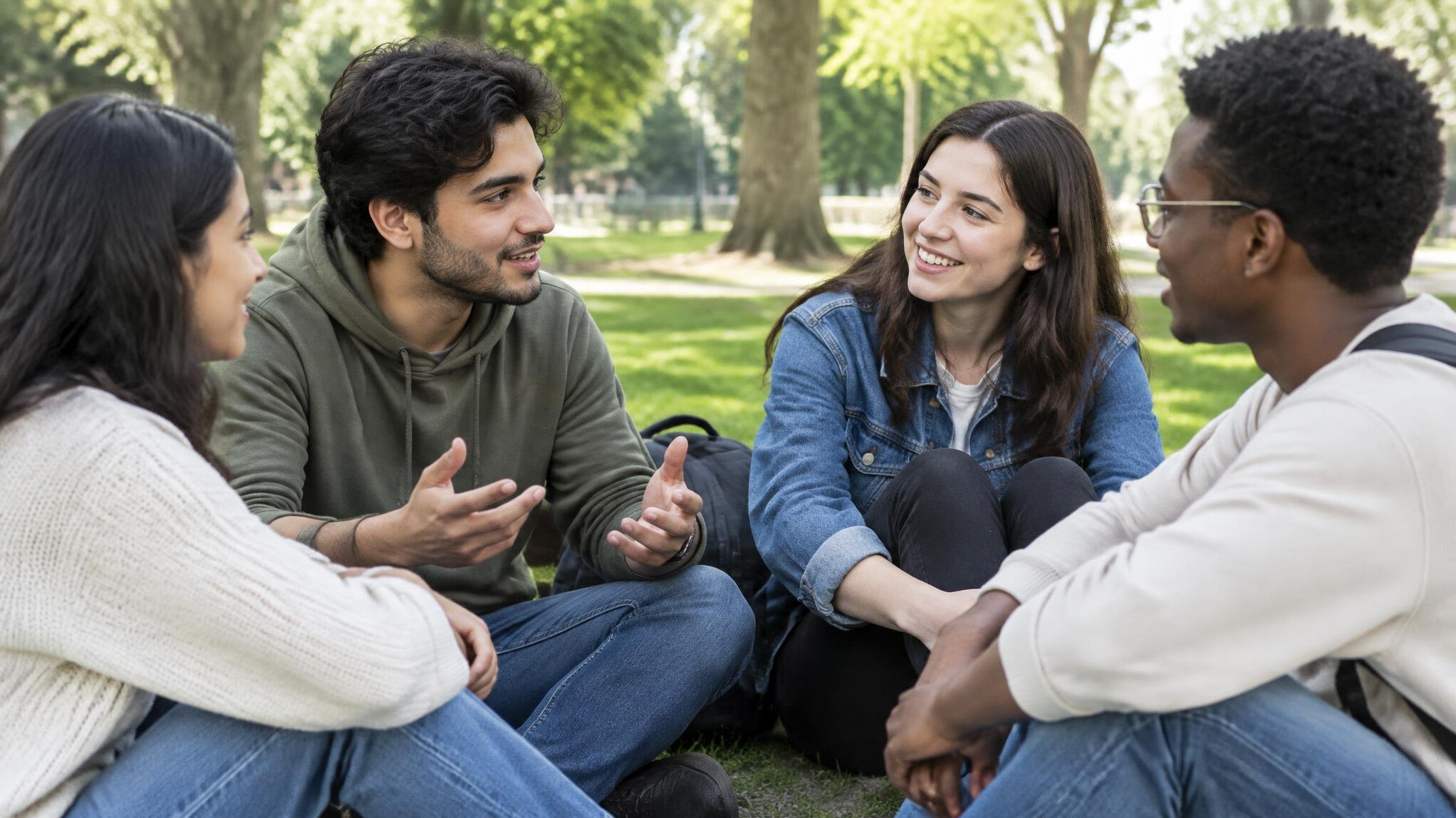friends talking outdoors